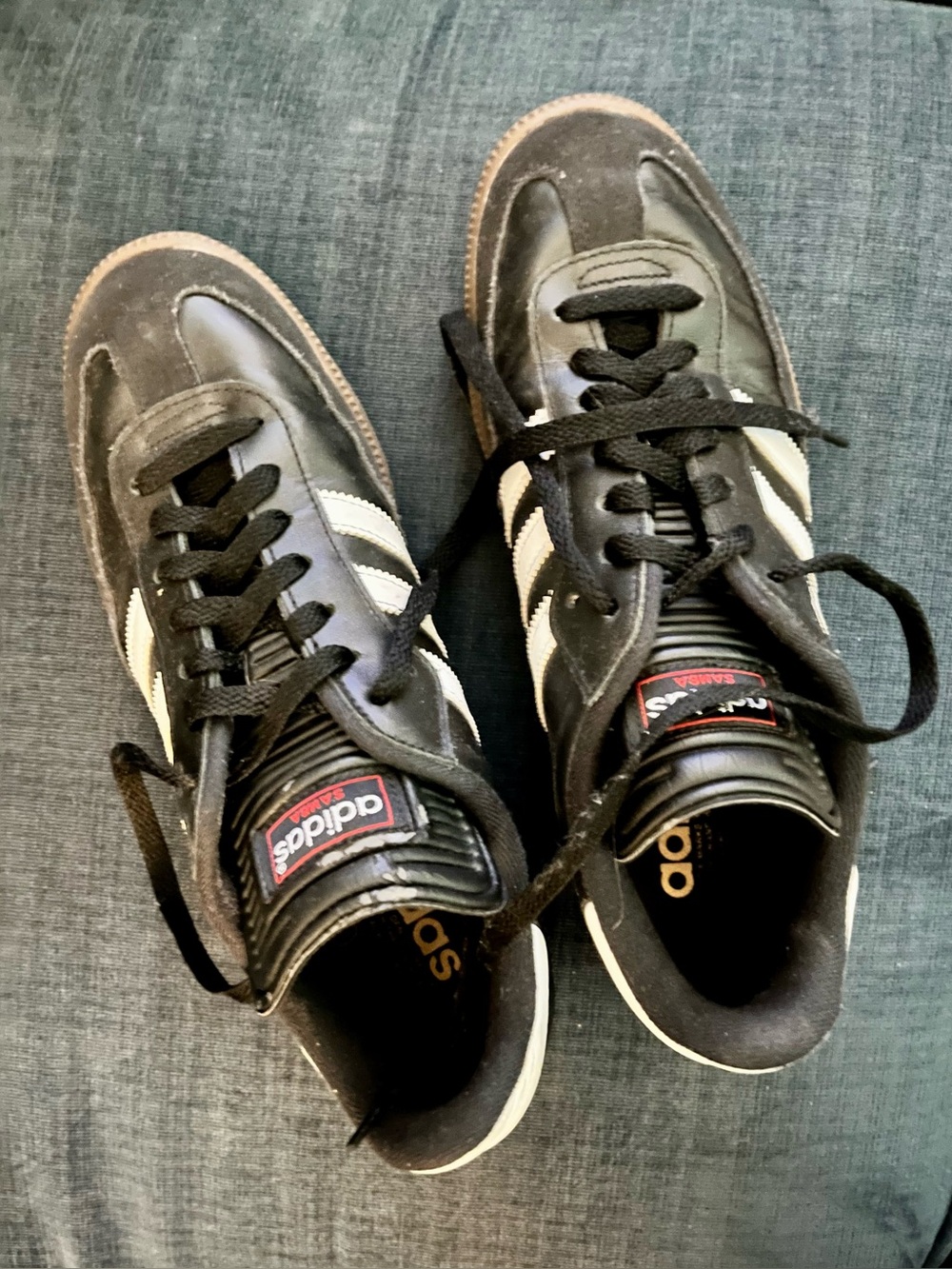 Men’s Adidas Black & White Samba Sneakers, size 10M